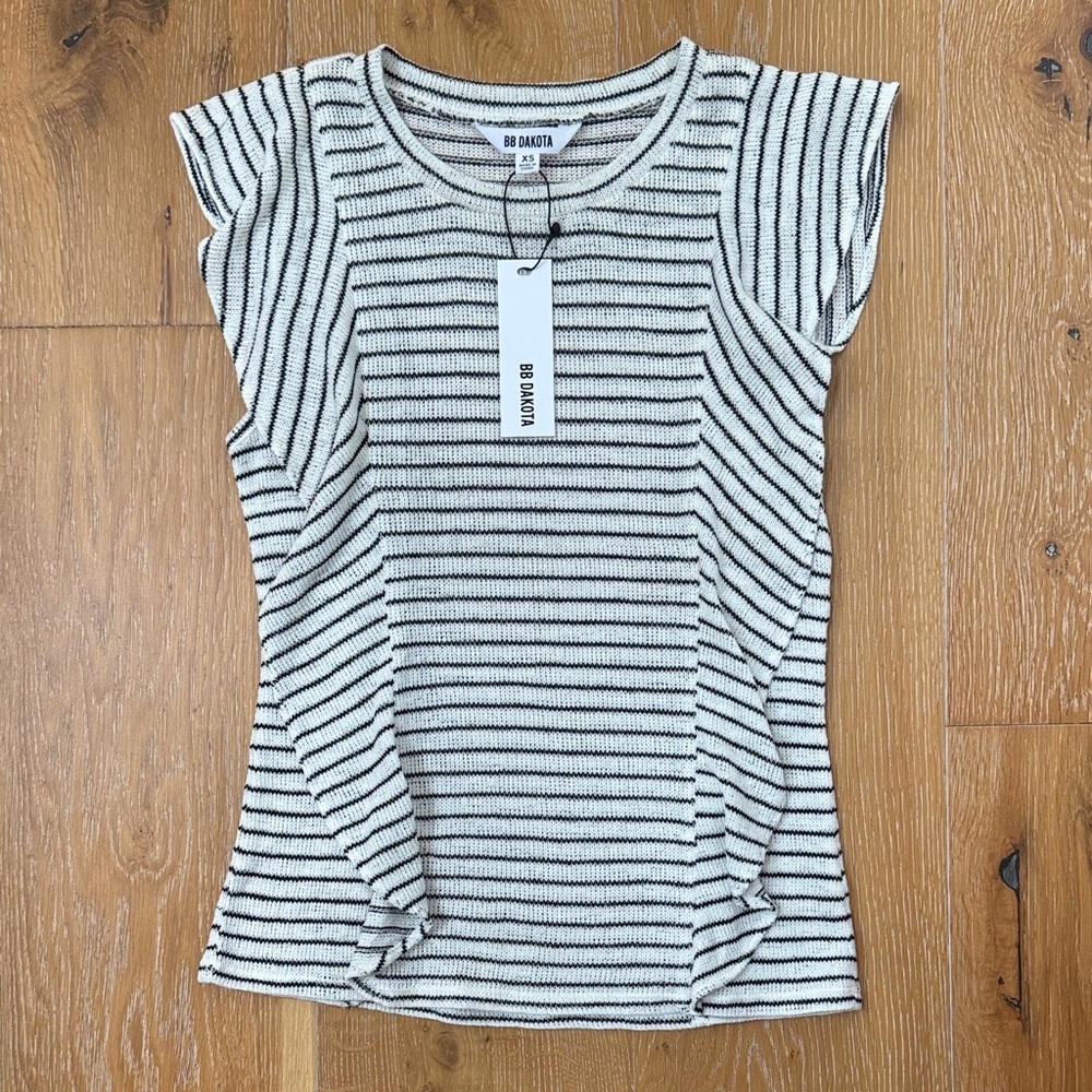BB Dakota Black and White Striped Women's Top xs